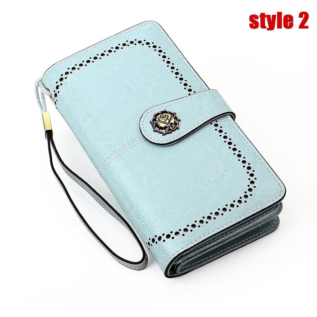Vintage RFID Retro Genuine Leather Women's Long Clutch Wallet