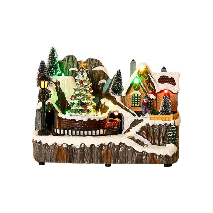 Christmas Village House Figurine Resin Glowing Bedroom Dormitory Party Backgroud
