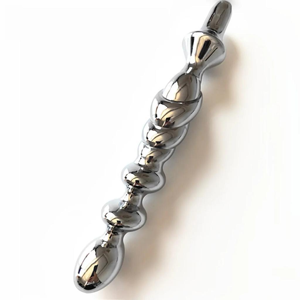 Duplex Multifunction Metal Beads Butt Plug with Moveable Fake Dildo G Spot Wand for Women Prostate Massager Vaginal Sex Toys