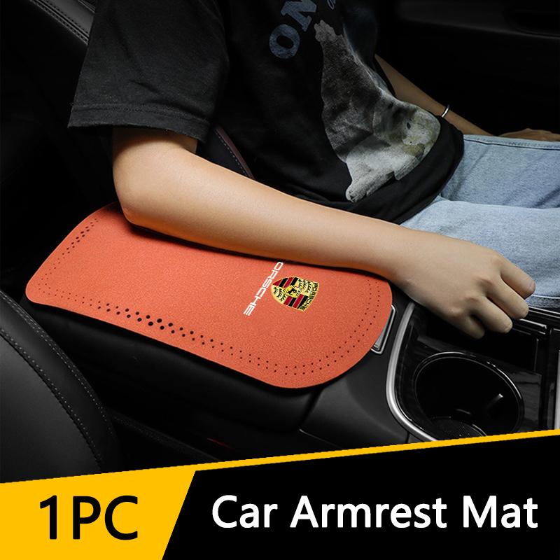 AFEBO1 Car Suede Armrest Protector Mat Cover Center Console Armrest Protective For Porsche 911 718 Taycan Panamera Cayenne Macan Cayman