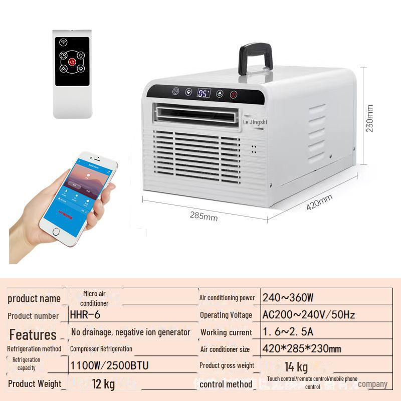 Portable Mobile Air Conditioner with WiFi and Mosquito Net, Negative Ion for Pets, Drainage-Free, Bed-Ready Installation