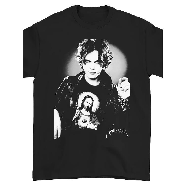 Brand New Short-Sleeve Black T-Shirt Featuring The HIM Band by Ville Valo, Available in Sizes S to 5XL