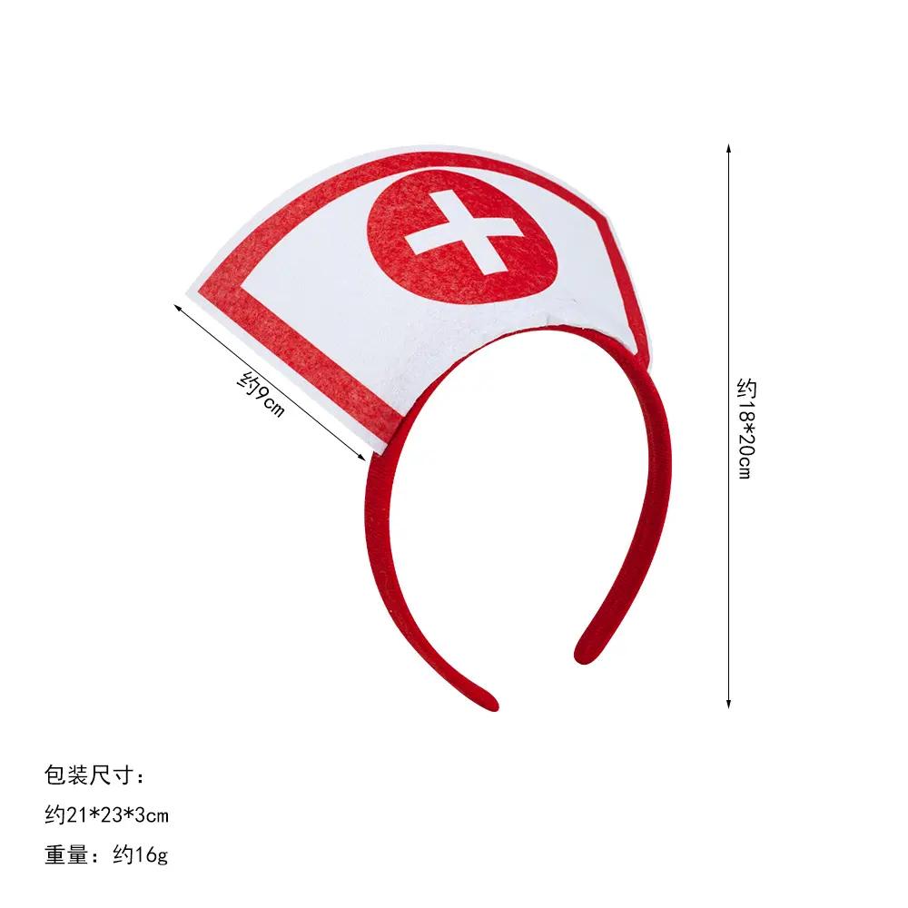 Halloween Nurse Hat Headband Character Fun Dress Up Props Nurse Suit Masquerade Ball cos Headband Performance