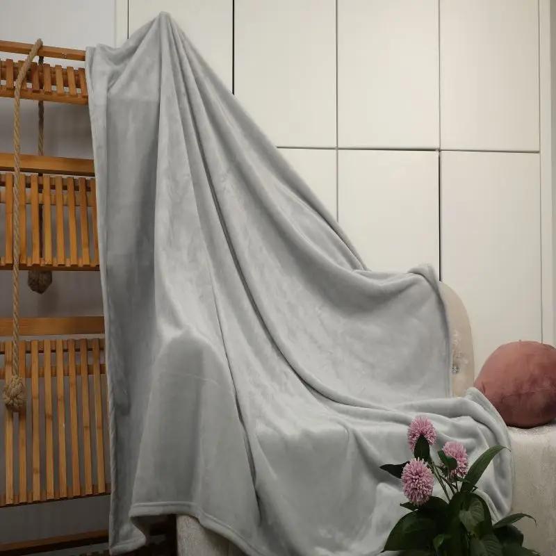 

Одеяла фланель супер мягкий плюш удобный однотонный коралловый флис стеганые одеяла офисные теплые ворсовые легкие наколенники 100x150cm серый