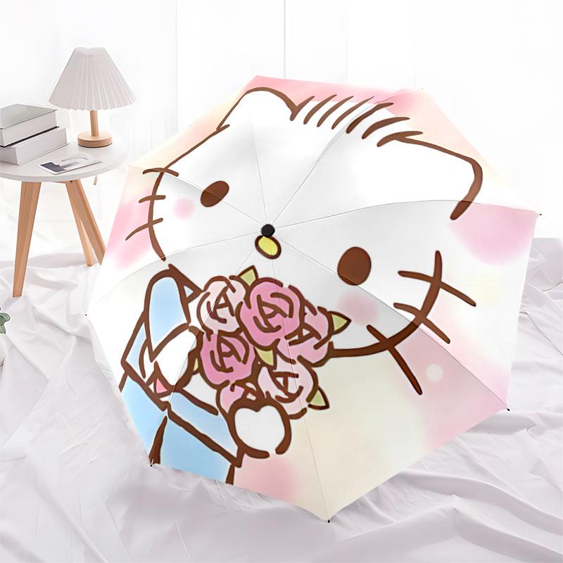 

1pc Hello Kitty Automatic Opening/Closing Umbrella with Foldable Design, 8-Bone Iron Frame, Outdoor, Perfect Gift for Fans, Travelers, Everyday Use, S