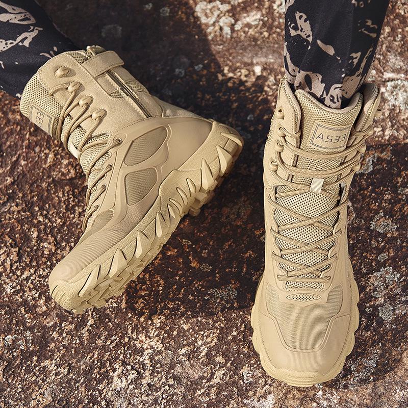 Men's Plus Size Military-Style Breathable High-Top Tactical Boots