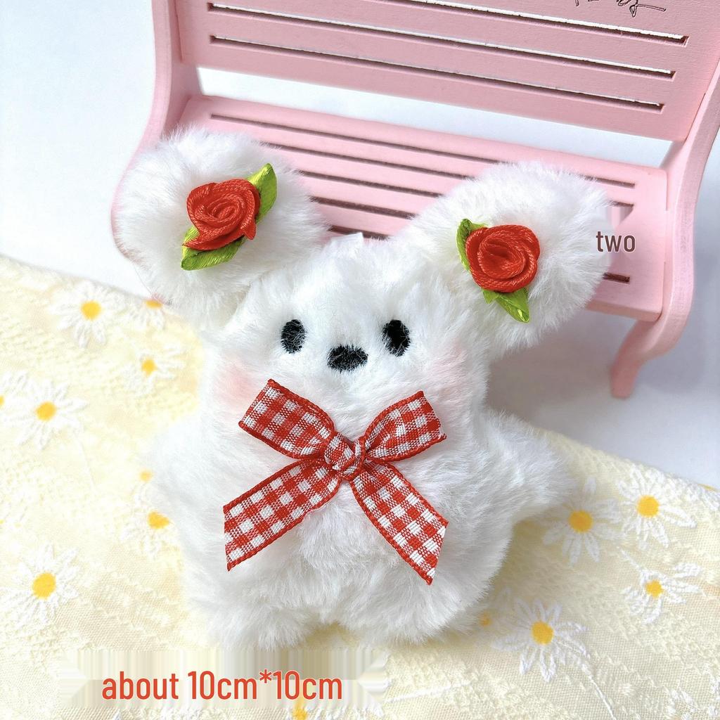 Blushing Bunny Plush Keychain - Adorable Rabbit Pendant and Puppy Doll Ornament.