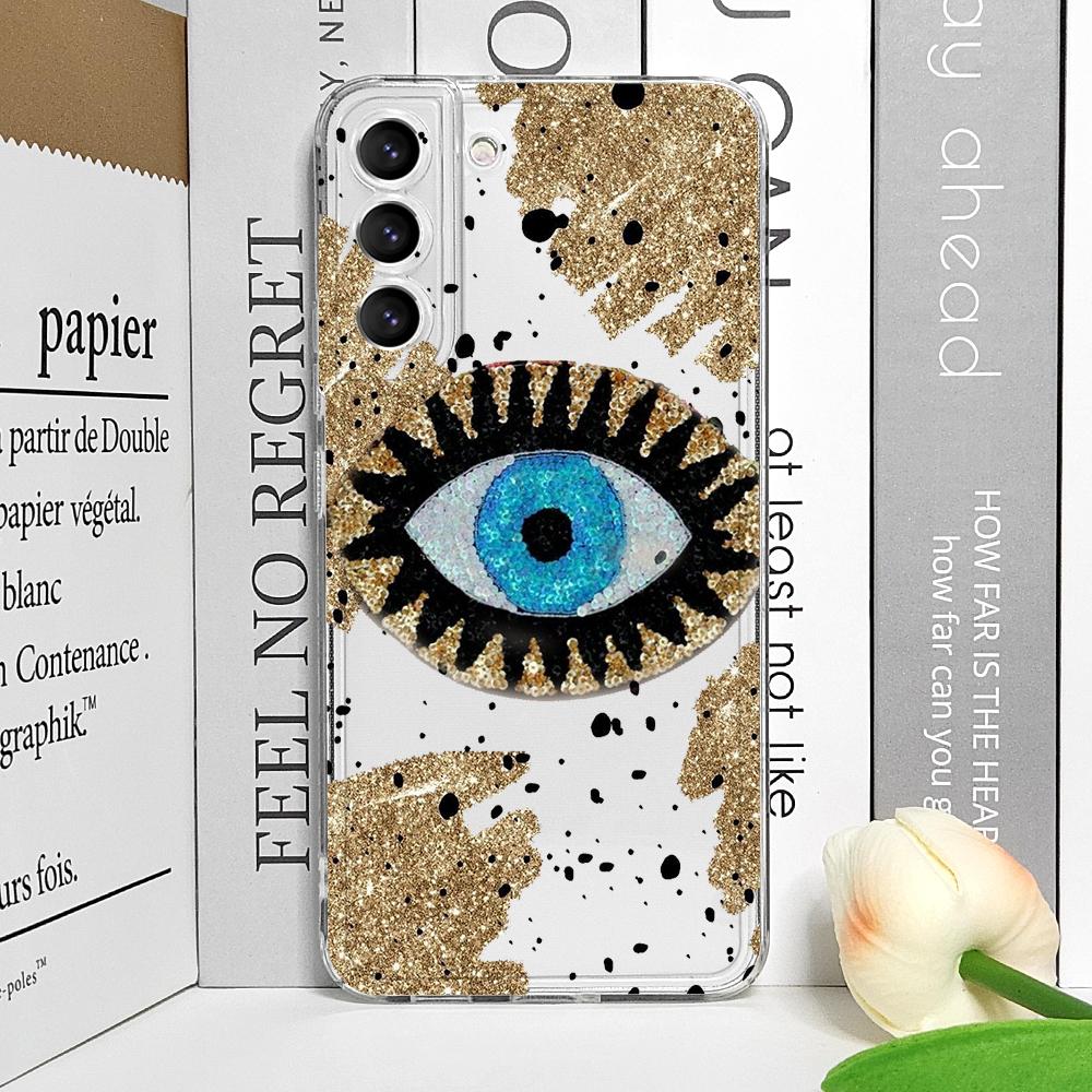 Lucky Eye Blue Evil Eye Print Phone Case for Samsung Galaxy A14 A16 A55 A54 A36 A53 A13 A15 A25 A52 5G Clear Soft Covers Fundas