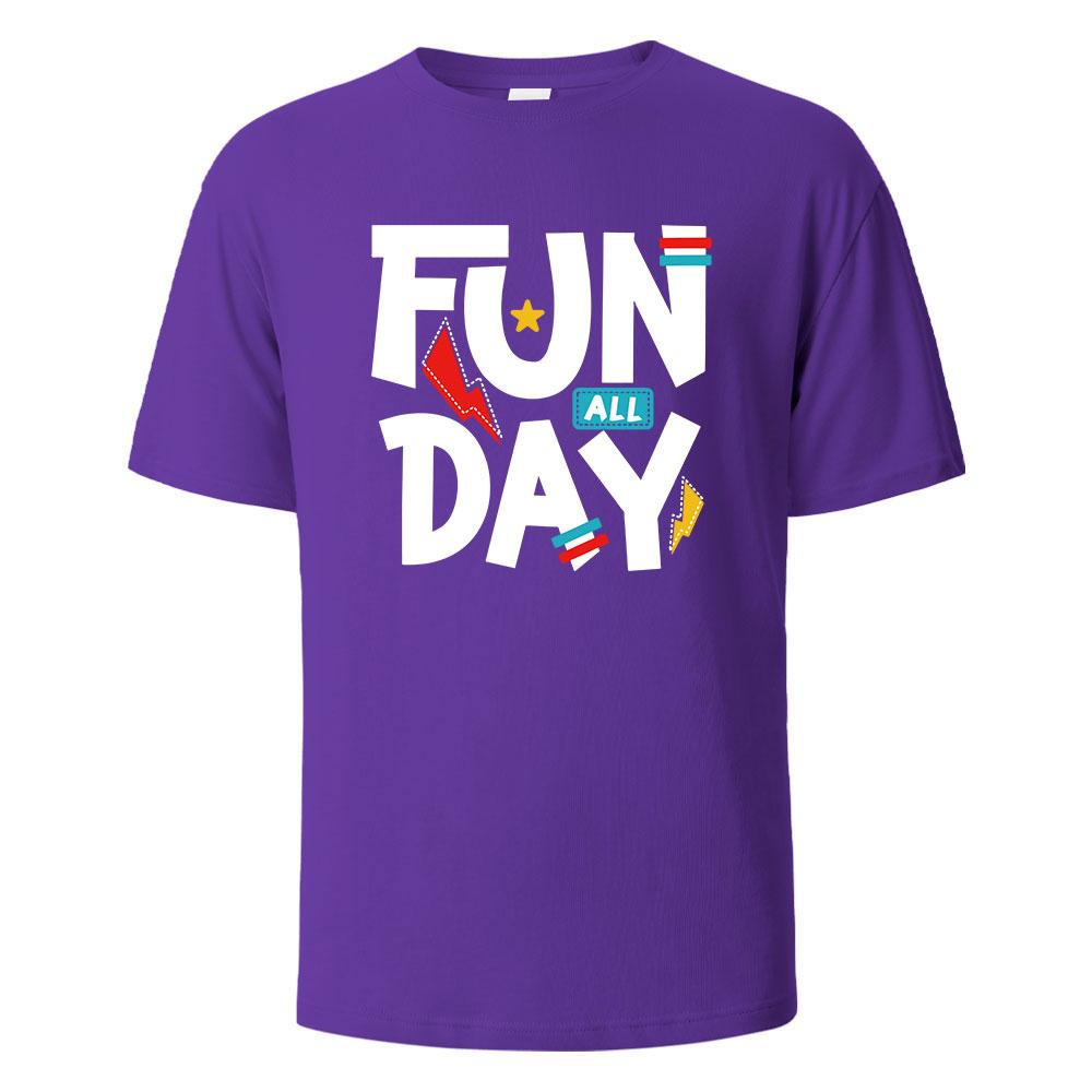 Summer men's fun printed 100% pure cotton comfortable, breathable, sweat absorbing round neck short sleeved T-shirt