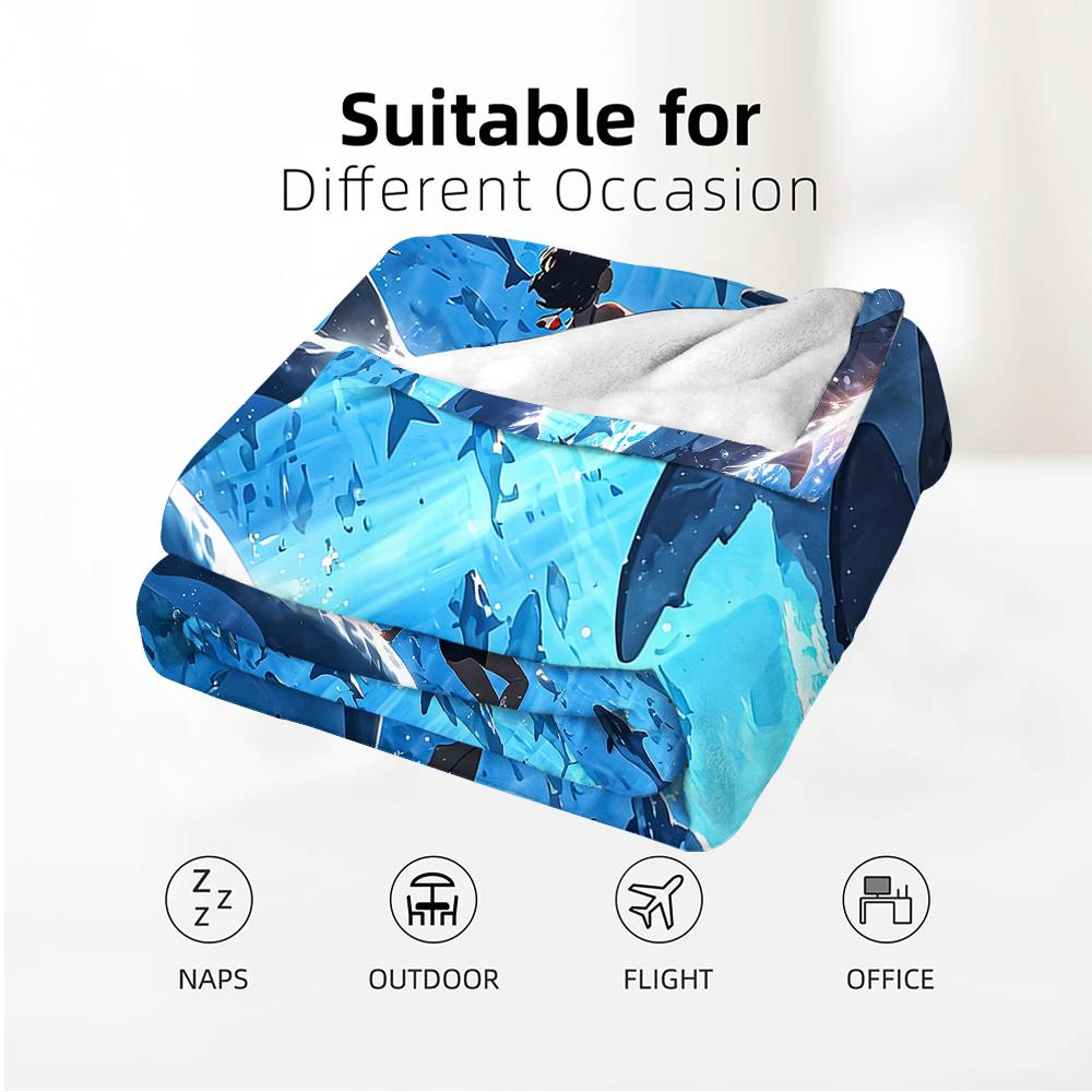 Anime Underwater Whale Diver Soft Flannel Blanket Breathable Warm Throw for Office Car Sofa Kids Room Birthday Xmas Gift