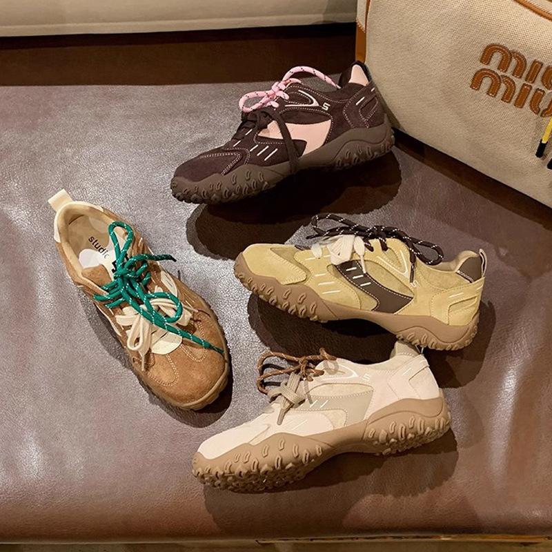 Grape Mom 2025 Autumn and Winter New Thick-soled Heightening Casual Leather German Training Board Shoes Forrest Gump Shoes Women's New Models