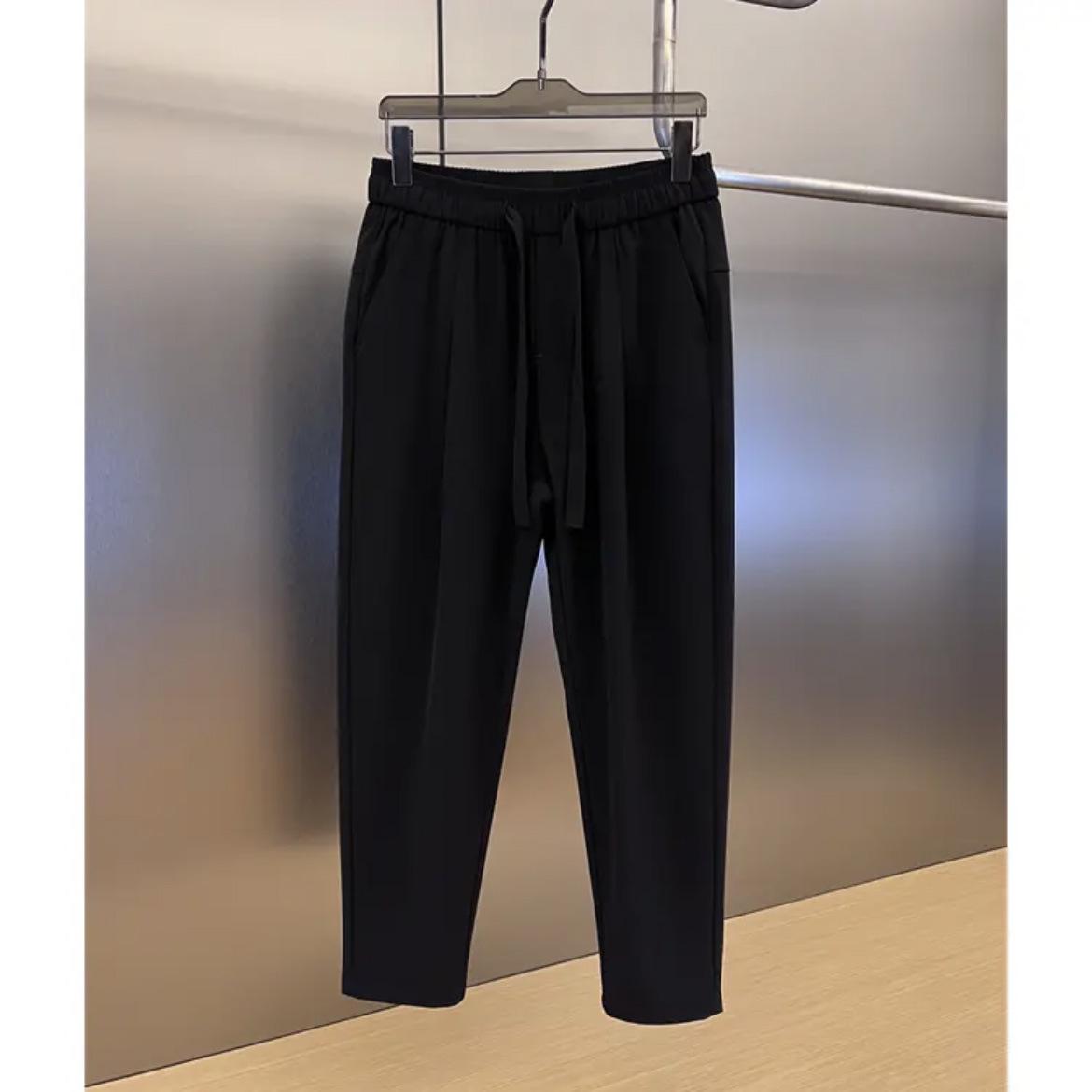 

Мужские классные летние зауженные брюки-шаровары с защитой от морщин 3X Large чёрный