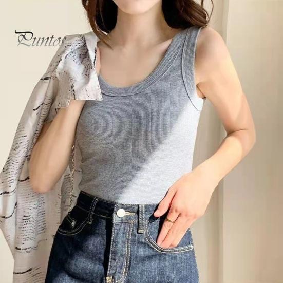 

Женский летний жилет без рукавов с круглым вырезом, облегающий эластичный одноцветный бесшовный пуловер, повседневная повседневная одежда, спортивная майка зелёный