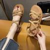 Flat Sandals Women's Elastic Strap Sleeve Cross Soft Bottom Student Casual Sandals