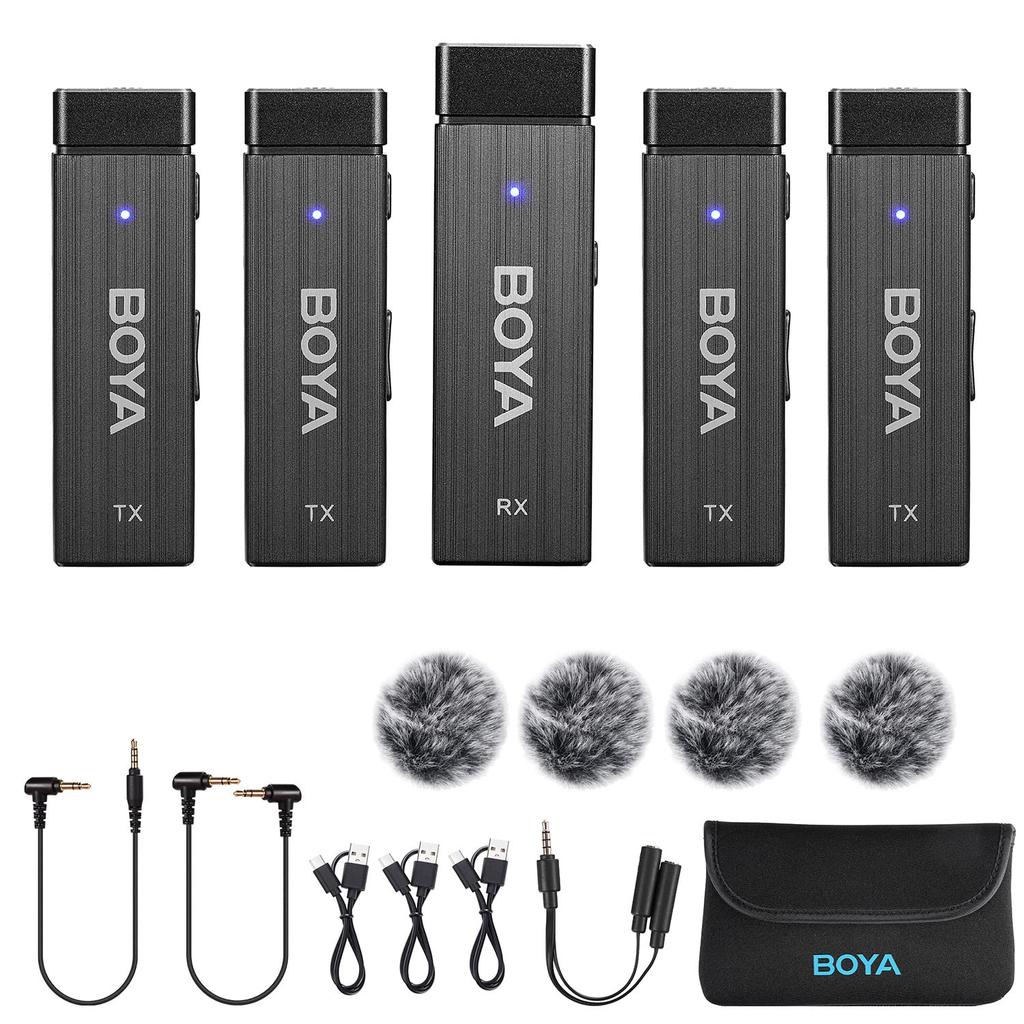BOYA BY-W4 Mini Portable Omnidirectional Sound Collection Wireless Microphone Pin Microphone Wireless Lavalier Microphone Instant Connection 4
