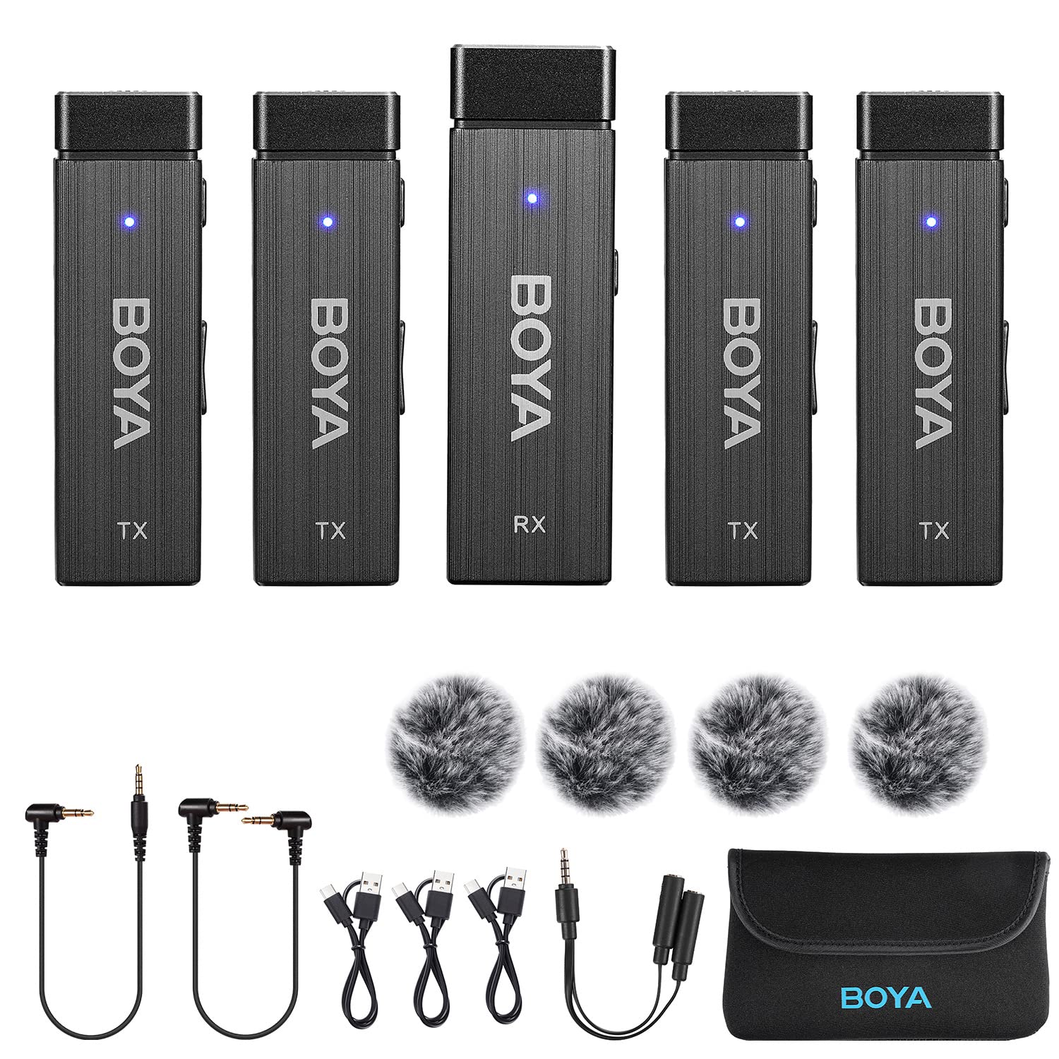 

BOYA BY-W4 Mini Portable Omnidirectional Sound Collection Wireless Microphone Pin Microphone Wireless Lavalier Microphone Instant Connection 4