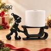 Novelty Paper Roll Storage Christmas Elf Towel Holder 3D Printed Matte Black Tissue Holder Stand Sleigh Silhouette Decorative for Kitchen