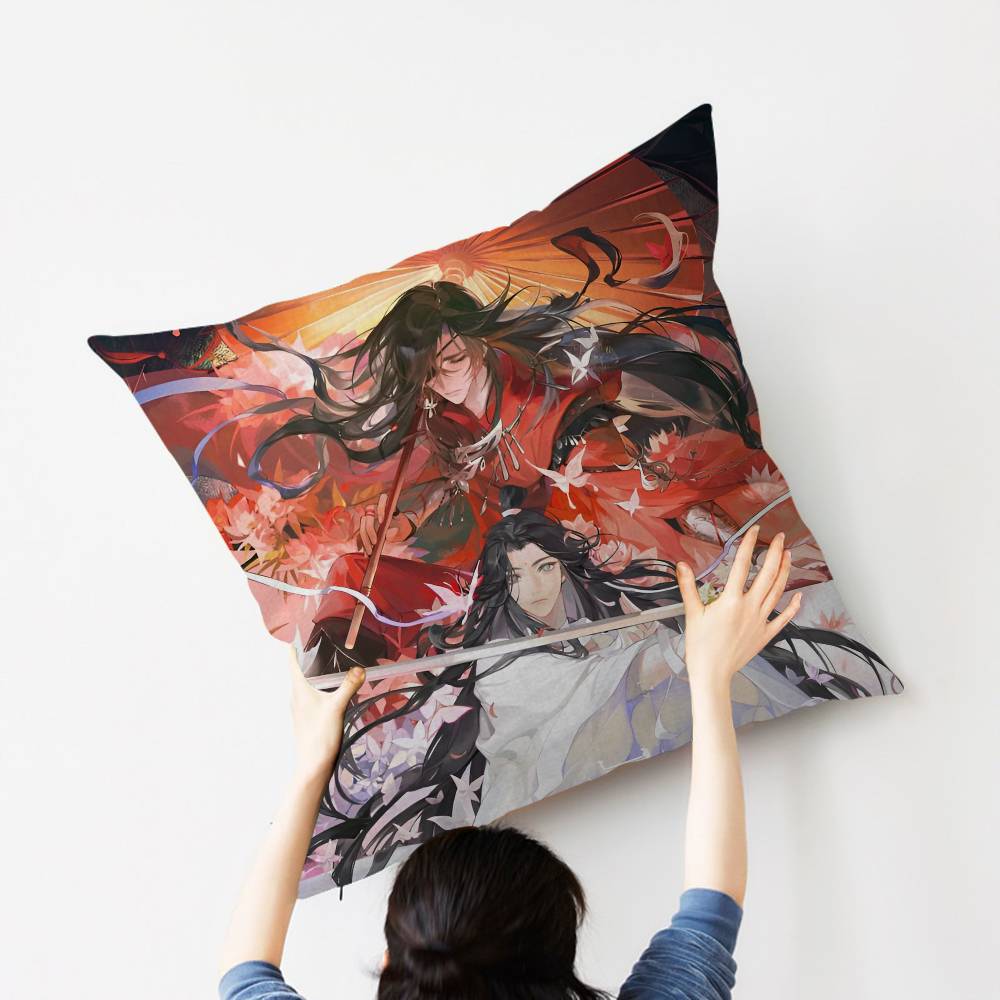 1pc Heavenly Officials Blessing Animation Cushion Cover Car Throw Pillow Case For Sofa Car Christmas Gift 40x40cm 45x45cm