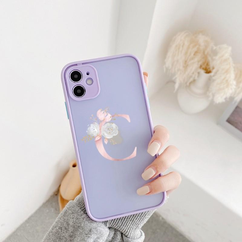 

Чехол для телефона Initials Flower Design для iPhone 14 13 12 11 Mini Pro Max XS X Max XR 8 7 Plus SE 2022, цветной чехол для телефона iPhone SE 2020-2022