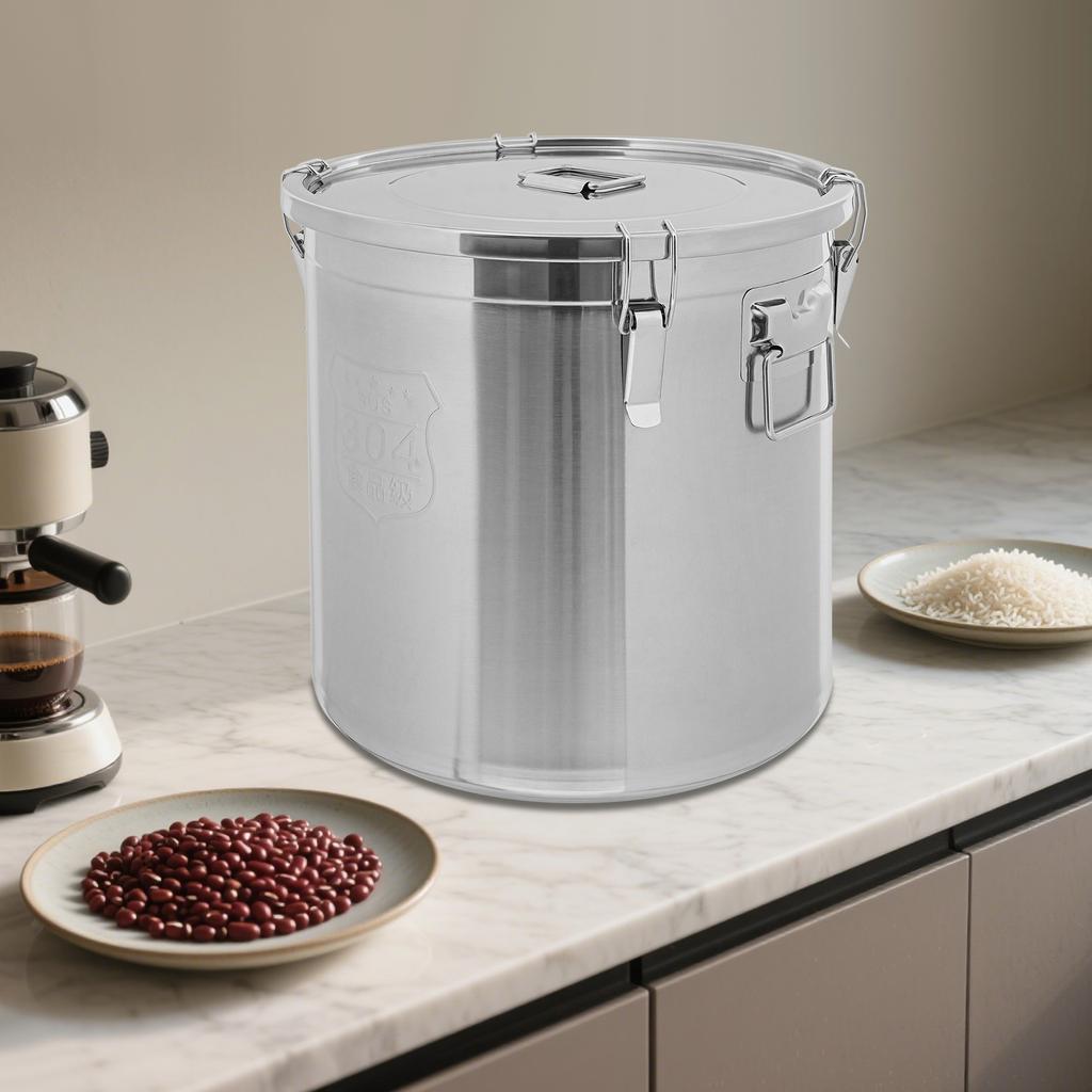 Stainless Steel Airtight Food Storage Canister, 48L Large Capacity Kitchen Container with Handles & Lid for Rice, Flour, Sugar
