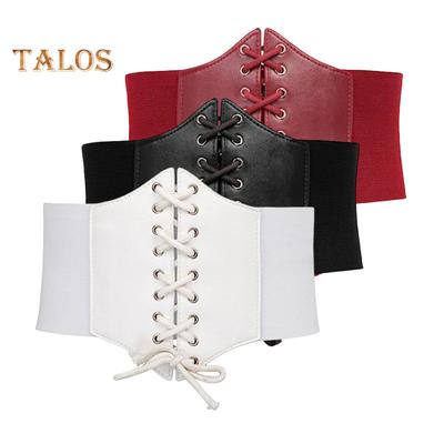 Damen Korsett Elastischer Bund Schnürung Breiter Gürtel Einfarbig Kunstleder Outfits Kleider Tops Taillenmieder