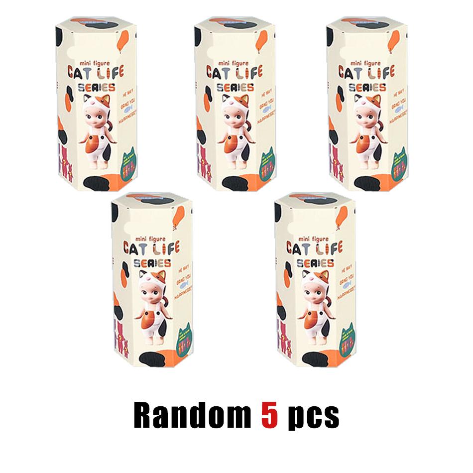 Angel Mini Figure Cat Life Series Blind Box Action Figures Toy Ornaments Doll Model for Fans Kids Christmas Gifts