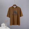 Bavlněná trička Shellsuning Oversized Dámské Léto S krátkým rukávem Trička s 3D potiskem dopisů Dámské Běžné Volné High Street Basic Tops