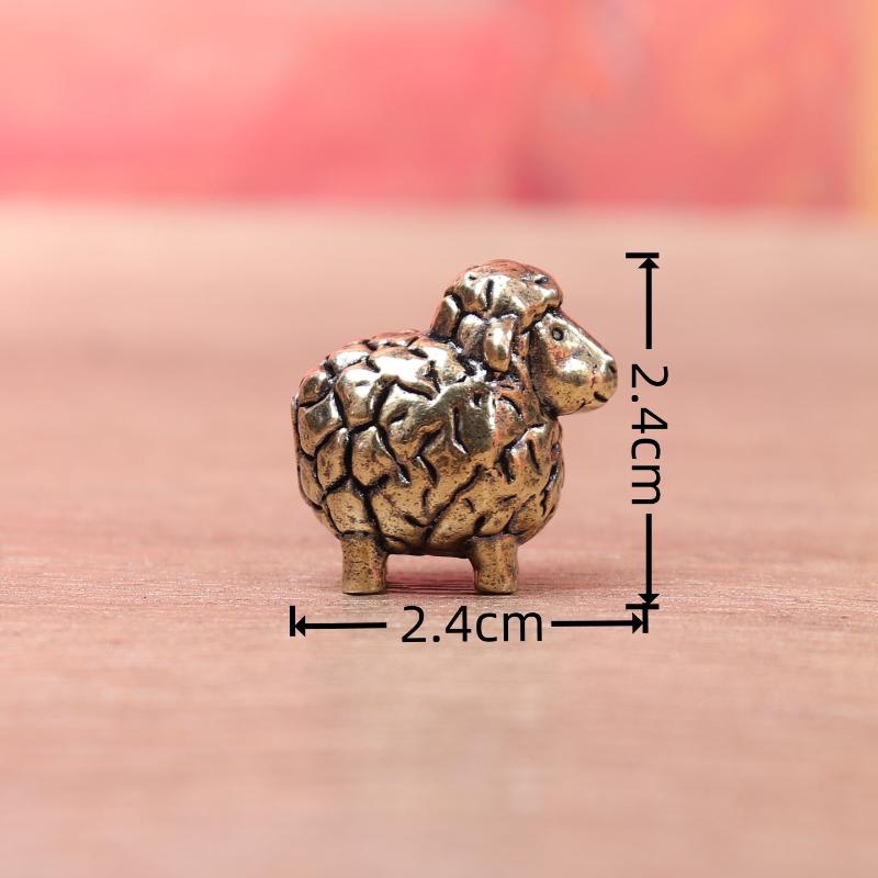 Vintage Mini Sheep Figurine Retro Copper Lamb Statue Farm Animal Micro Landscape Ornament Desktop Craft Year Decor Gifts