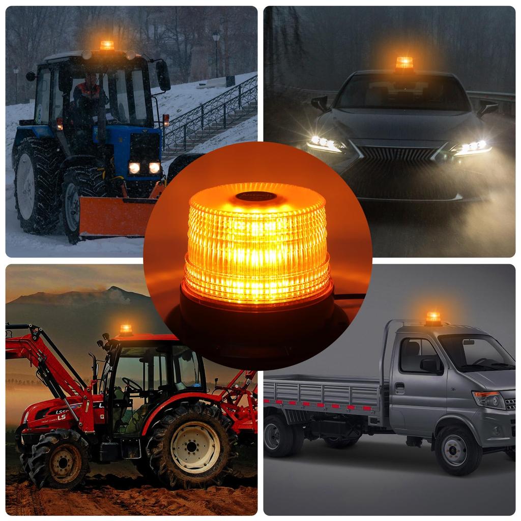 Justech LED Rotating Warning DC 7 Flashing 40 IP65 Waterproof and Control Industrial Signal Omnidirectional Magnetic Certified Suitable for Work Fire