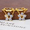 Korean S925 Silver-Plated Flower Earrings: Trendy Sparkling Diamond Studs with Luxurious Style for Women
