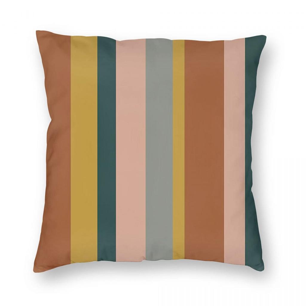 Stripe Boho Rust Mustard Blue Blush Square Pillowcase Polyester Linen Velvet Creative Zip Decor Car Cushion Cover