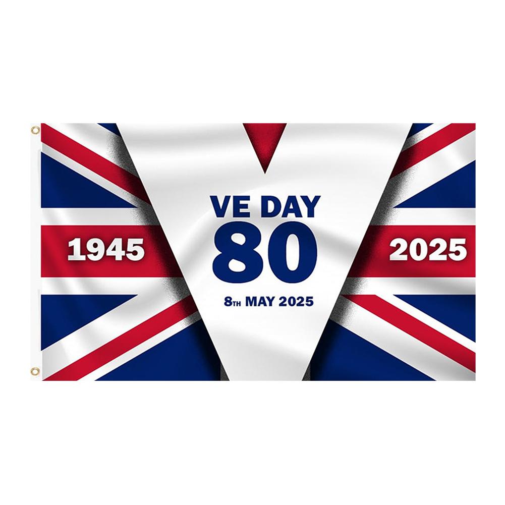 

VE Day 80th Anniversary Flag 150x90cm Flag Banner Decorations Memorabilia VE Day Flag 80 Years VE Day Cloth Flag for Home Garden