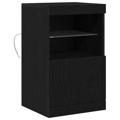 LED Sideboard In Black Oak Look 41 X 37 X 67 Cm