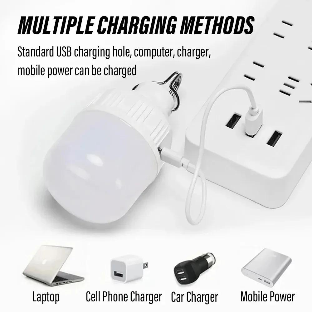 1-10pcs Outdoor USB Rechargeable LED Lamp Bulbs High Brightness Emergency Light Hook Up Camping Portable Lantern Night Lights