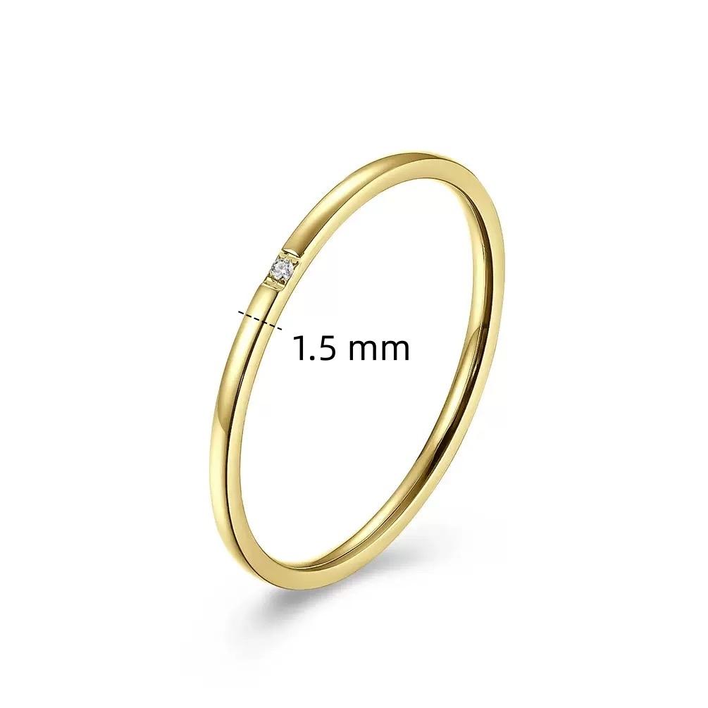 1-2mm Thin Stackable Ring for Women Stainless Steel Gold Plated Plain Wedding Band Comfortable Fit Size 5-10# Fashion Jewelry