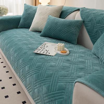 Winter Thickened Plush Sofa Mat Dust Proof Anti Slip Sofa Cover Pillowcase Solid Color Checkered Sofa Backrest Armrest Towels