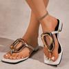 Foreign trade large-size flip-flops women 2025 summer new European and American fashion metal buckle feet wearing beach cool slippers