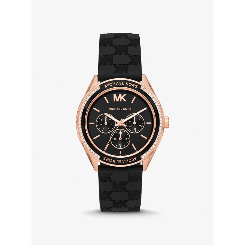 

Michael Kors Крупные часы Jessa с розовым золотым покрытием и силиконовым ремешком с тиснением логотипа MK7266 розового золота
