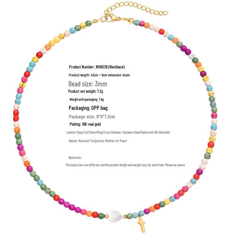 Bohemian 18K Gold Plated Stainless Steel Blue Evil Eye Bead Necklace 18K