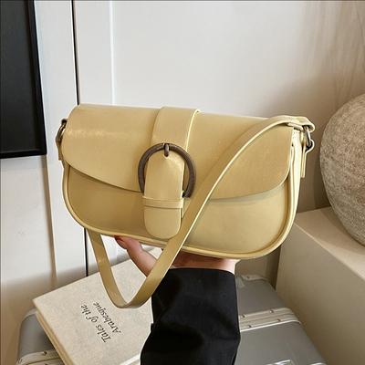 Premium Sense Einfache einfarbige Achseltasche Damen Ausländischer Stil Schultertasche Vielseitige Pendler-Umhängetasche