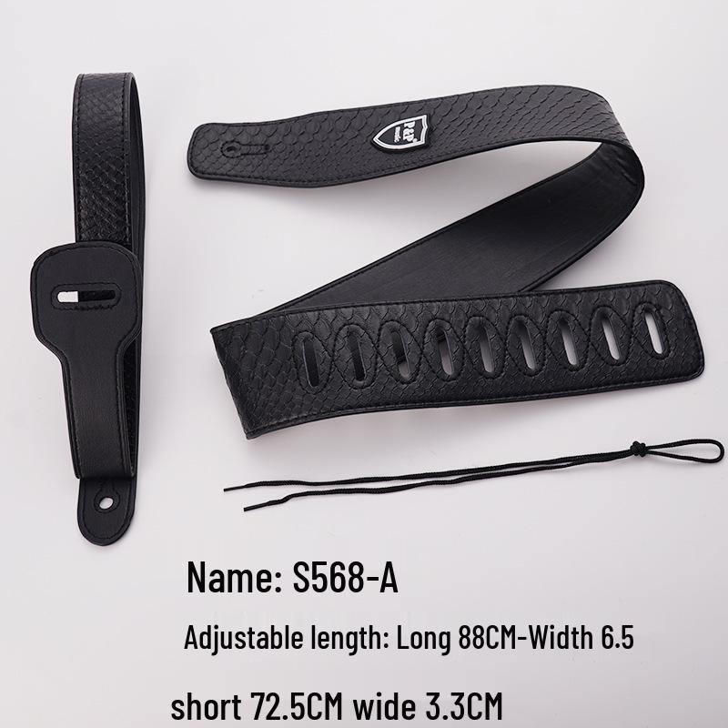 PU Leather Guitar Strap: Acoustic, Electric & Classical - No-Hole, Widened Shoulder Design