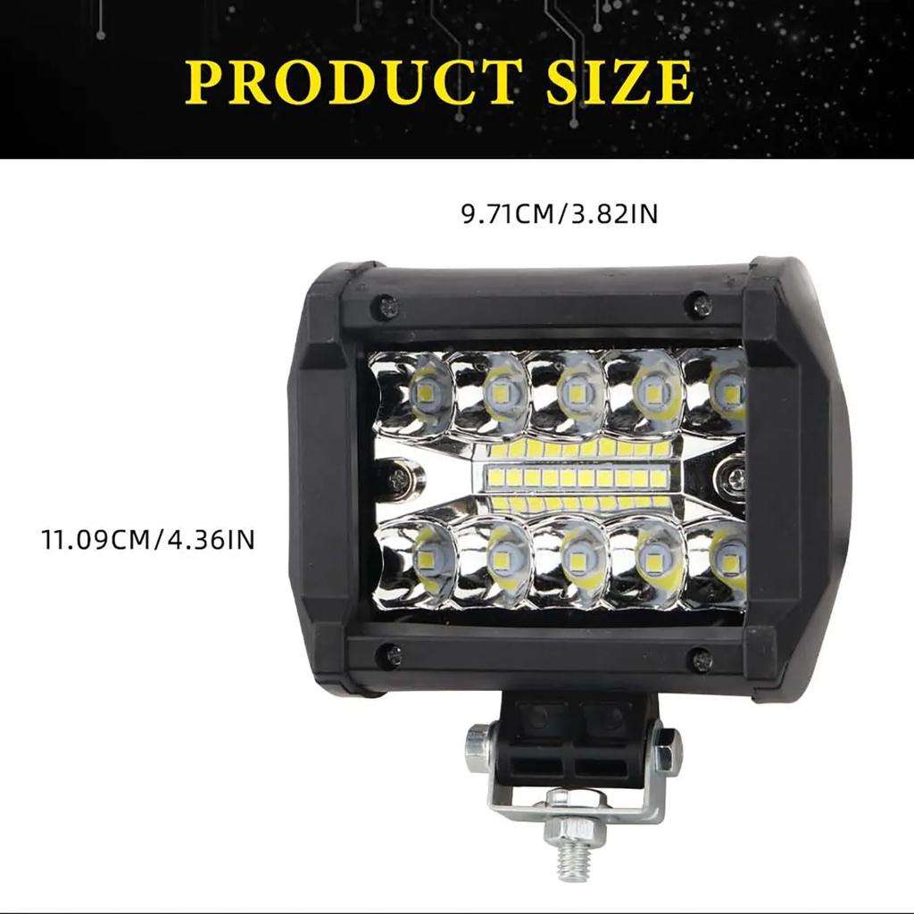 Car 60W LED Work Light 12V Spot Flood Combo Pods For SUV ATV Offroad Vehicles Trucks Boats Universal Fog Lamp
