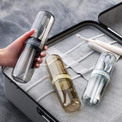 Toothbrush Storage Box Transparent Portable Travel Case with Leak-Proof Lid Integrated Mouthwash Cup Toothbrush Holder
