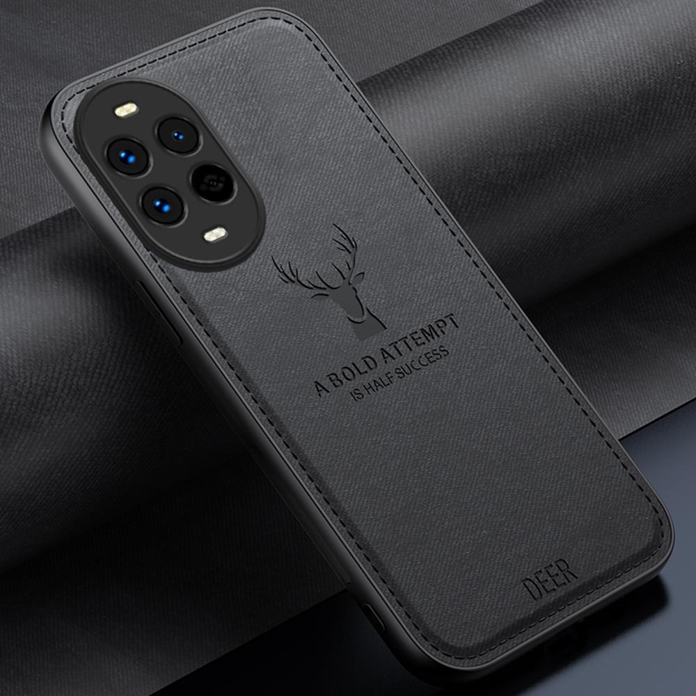 

For Huawei nova 13 Pro 5G Case Deer Pattern Cloth Texture PU Leather Hybrid Phone Cover Grey