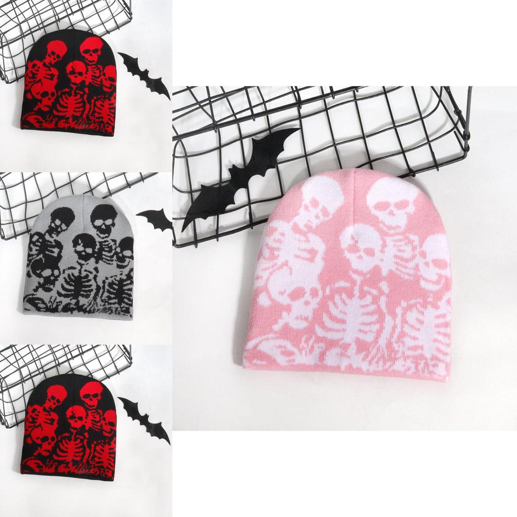 Fashionable Skull Design Knitted Cap With Warmth Function For Youth Urban Style