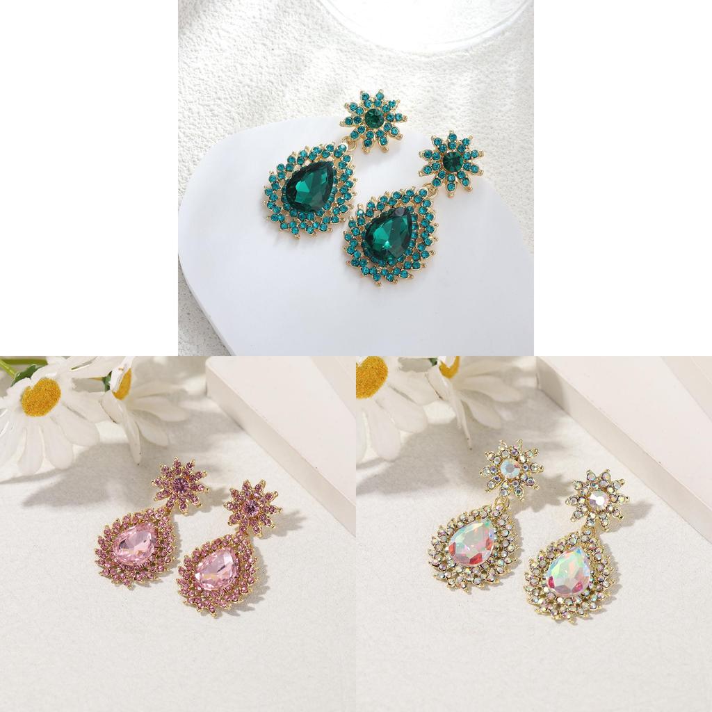 Elegant Flower Crystal Drop Earrings For Formal Dinner Women Jewelry