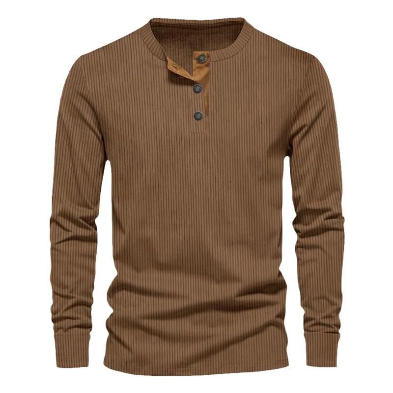 Men's 2026 Corduroy Henley Slim Fit Long Sleeve T-Shirt
