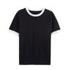 European and American French women's clothing, design, contrasting color round neck pullover knitted sweater