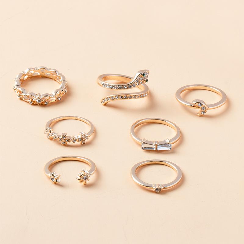 Bohemian Ring Set Wholesale Jewelry Star Moon Jewelry Alloy Snake Ring Set