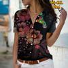 2025 Summer New Fashion Women's Animal Printed Short Sleeve V-neck Casual Button-down Shirt Top